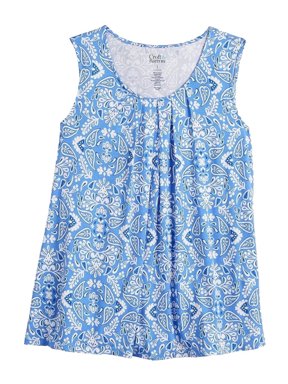 croft & barrow Light Blue and White Sleeveless Blouse